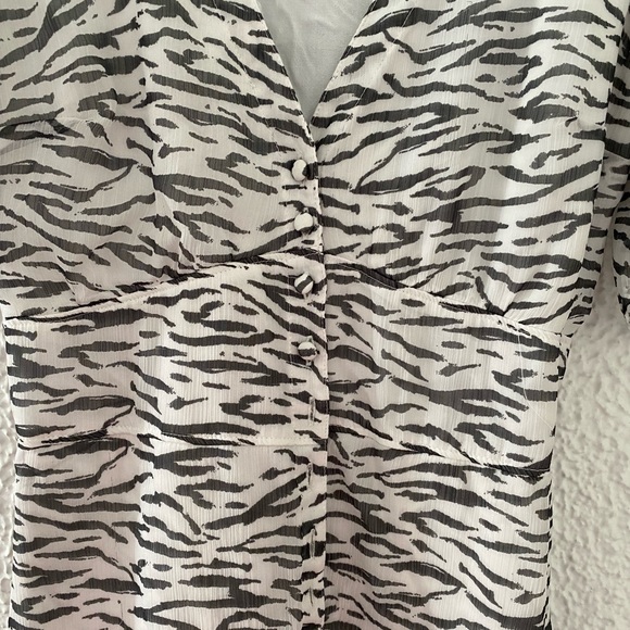 Abercrombie & Fitch Gray Zebra Strip Button Front Ladies Dress Size Small S - Picture 2 of 5